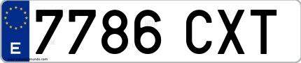 Ejemplo de matrícula española 7786 CXT