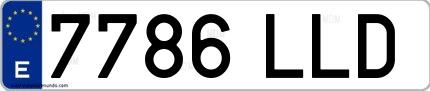 Ejemplo de matrícula española 7786 LLD