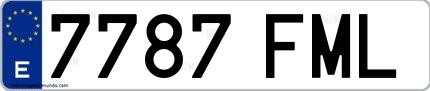 Ejemplo de matrícula española 7787 FML