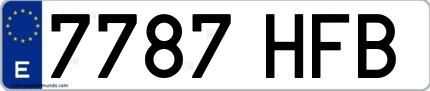 Ejemplo de matrícula española 7787 HFB