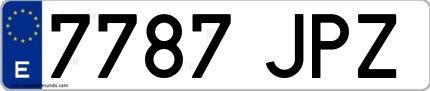 Ejemplo de matrícula española 7787 JPZ
