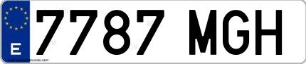 Ejemplo de matrícula española 7787 MGH