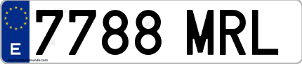 Ejemplo de matrícula de coche ordinaria 7788 MRL