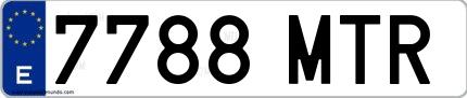 Ejemplo de matrícula española 7788 MTR