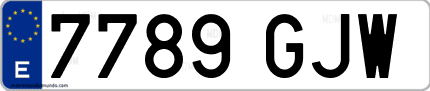 Ejemplo de matrícula de coche ordinaria 7789 GJW