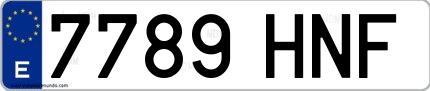 Ejemplo de matrícula española 7789 HNF