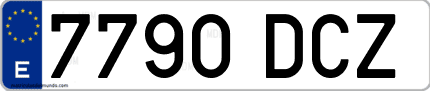 Ejemplo de matrícula de coche ordinaria 7790 DCZ