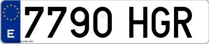 Ejemplo de matrícula española 7790 HGR
