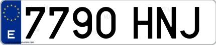 Ejemplo de matrícula española 7790 HNJ