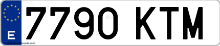 Ejemplo de matrícula de coche ordinaria 7790 KTM