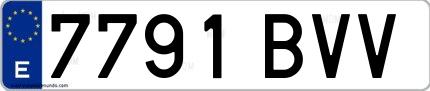 Ejemplo de matrícula española 7791 BVV
