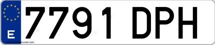 Ejemplo de matrícula española 7791 DPH