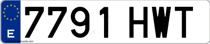 Ejemplo de matrícula de coche ordinaria 7791 HWT