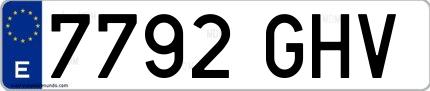 Ejemplo de matrícula española 7792 GHV