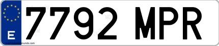 Ejemplo de matrícula española 7792 MPR