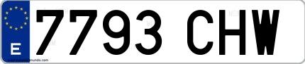 Ejemplo de matrícula española 7793 CHW