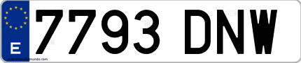 Ejemplo de matrícula de coche ordinaria 7793 DNW