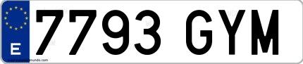 Ejemplo de matrícula española 7793 GYM