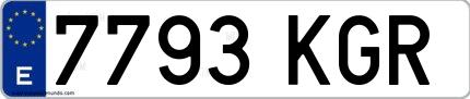 Ejemplo de matrícula española 7793 KGR