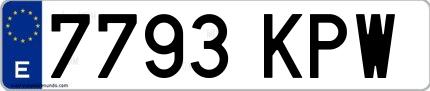 Ejemplo de matrícula española 7793 KPW