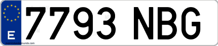 Ejemplo de matrícula de coche ordinaria 7793 NBG