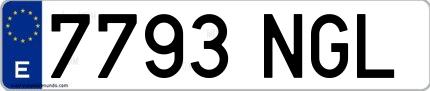 Ejemplo de matrícula española 7793 NGL