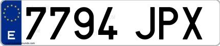 Ejemplo de matrícula española 7794 JPX