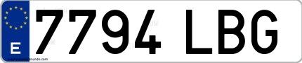 Ejemplo de matrícula española 7794 LBG