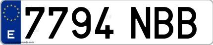 Ejemplo de matrícula española 7794 NBB