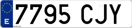 Ejemplo de matrícula española 7795 CJY