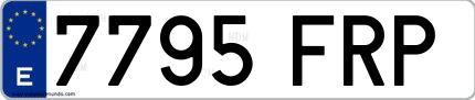 Ejemplo de matrícula española 7795 FRP