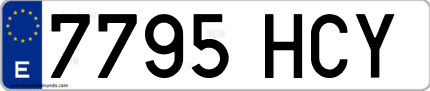 Ejemplo de matrícula de coche ordinaria 7795 HCY