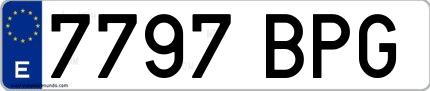 Ejemplo de matrícula española 7797 BPG
