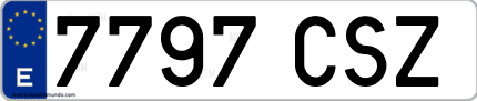 Ejemplo de matrícula de coche ordinaria 7797 CSZ