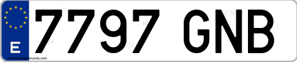 Ejemplo de matrícula de coche ordinaria 7797 GNB