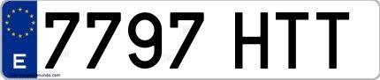 Ejemplo de matrícula española 7797 HTT