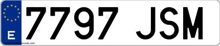 Ejemplo de matrícula española 7797 JSM
