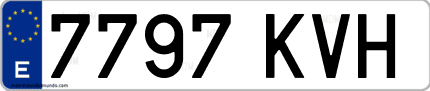 Ejemplo de matrícula de coche ordinaria 7797 KVH
