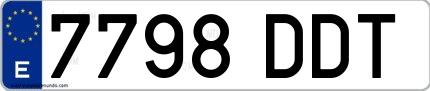 Ejemplo de matrícula española 7798 DDT