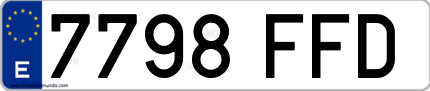 Ejemplo de matrícula de coche ordinaria 7798 FFD