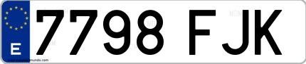 Ejemplo de matrícula española 7798 FJK