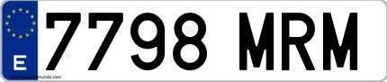 Ejemplo de matrícula española 7798 MRM
