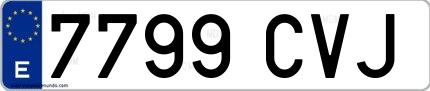 Ejemplo de matrícula española 7799 CVJ