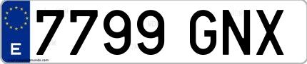 Ejemplo de matrícula española 7799 GNX