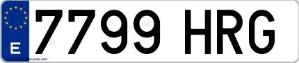 Ejemplo de matrícula española 7799 HRG