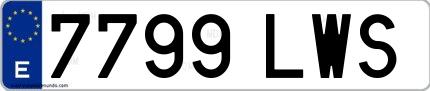 Ejemplo de matrícula española 7799 LWS
