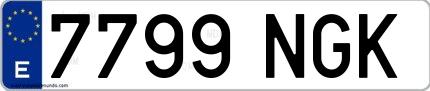 Ejemplo de matrícula española 7799 NGK