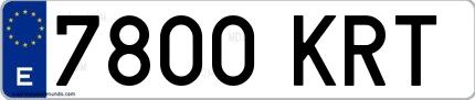 Ejemplo de matrícula española 7800 KRT