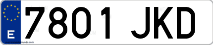 Ejemplo de matrícula de coche ordinaria 7801 JKD