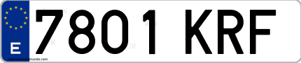 Ejemplo de matrícula de coche ordinaria 7801 KRF